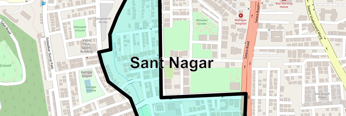 Location Map of Sant Nagar, Pune