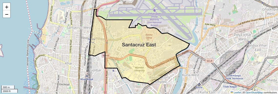 Location Map of Santacruz East, Mumbai