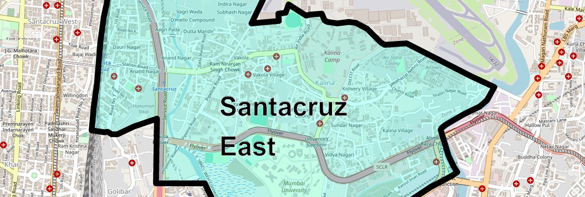 Location Map of Santacruz East, Mumbai