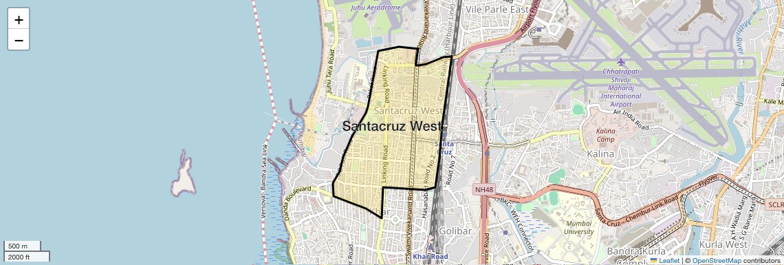 Location Map of Santacruz West, Mumbai