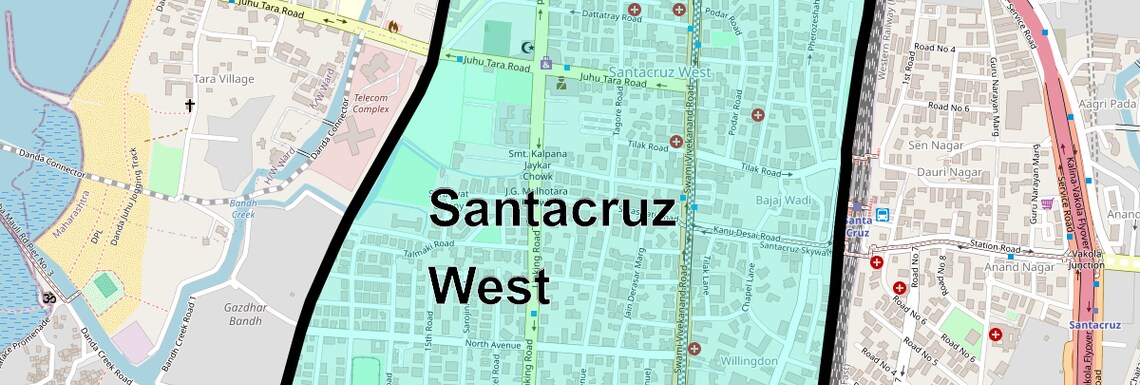 Location Map of Santacruz West, Mumbai