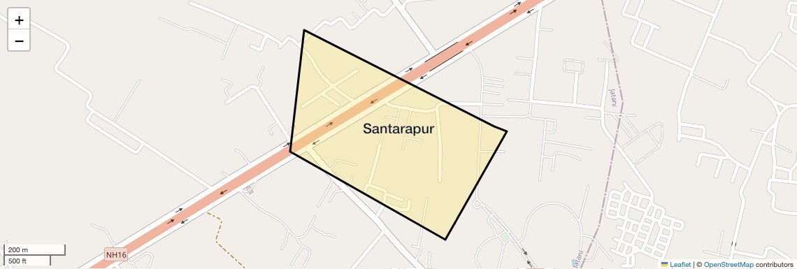Location Map of Santarapur, Bhubaneswar