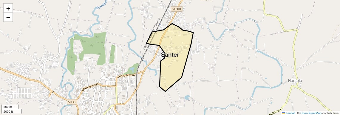 Location Map of Santer, Indore