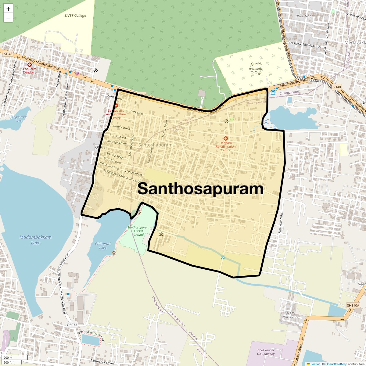 Location Map of Santhosapuram, Chennai