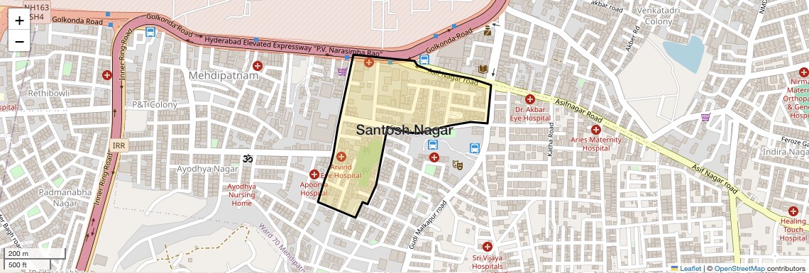 Location Map of Santosh Nagar, Hyderabad