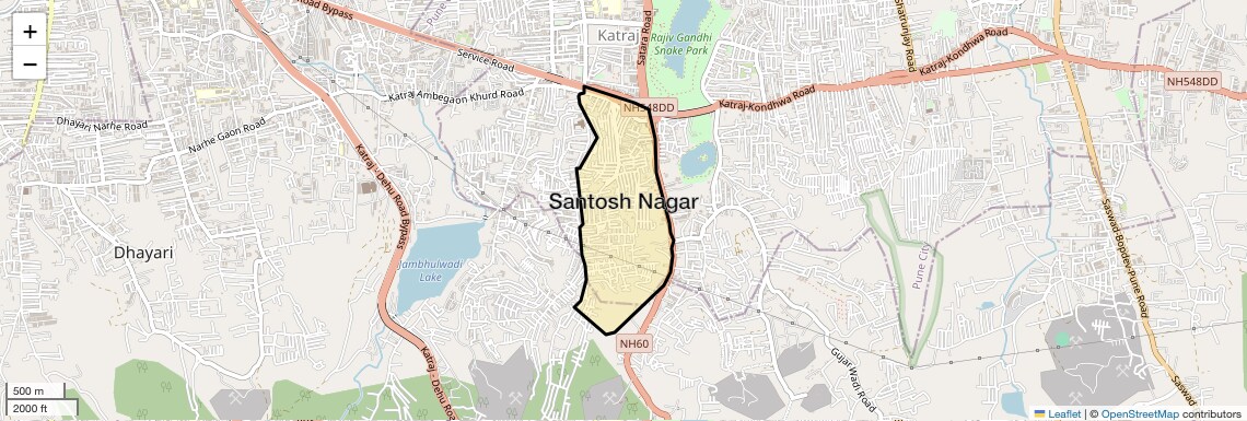 Location Map of Santosh Nagar, Pune
