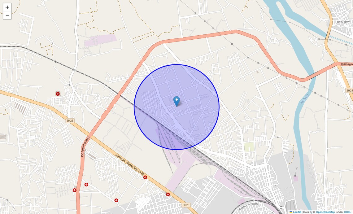 Location Map of Santoshi Nagar Slum, Rajkot