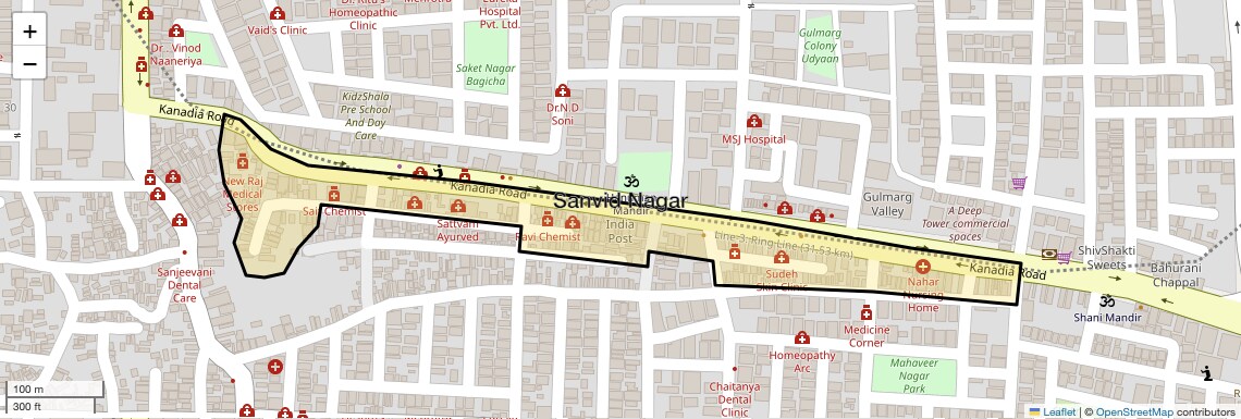 Location Map of Sanvid Nagar, Indore
