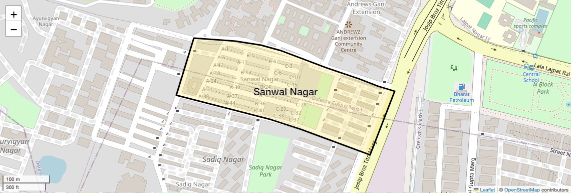 Location Map of Sanwal Nagar, Delhi