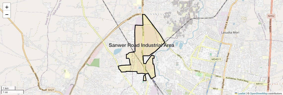 Location Map of Sanwer Road Industrial Area, Indore