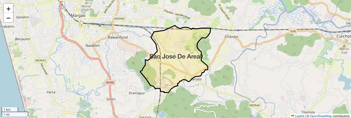 Location Map of Sao Jose De Areal, Goa