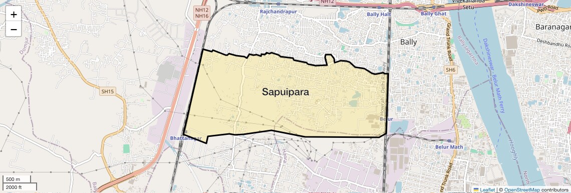 Location Map of Sapuipara, Kolkata