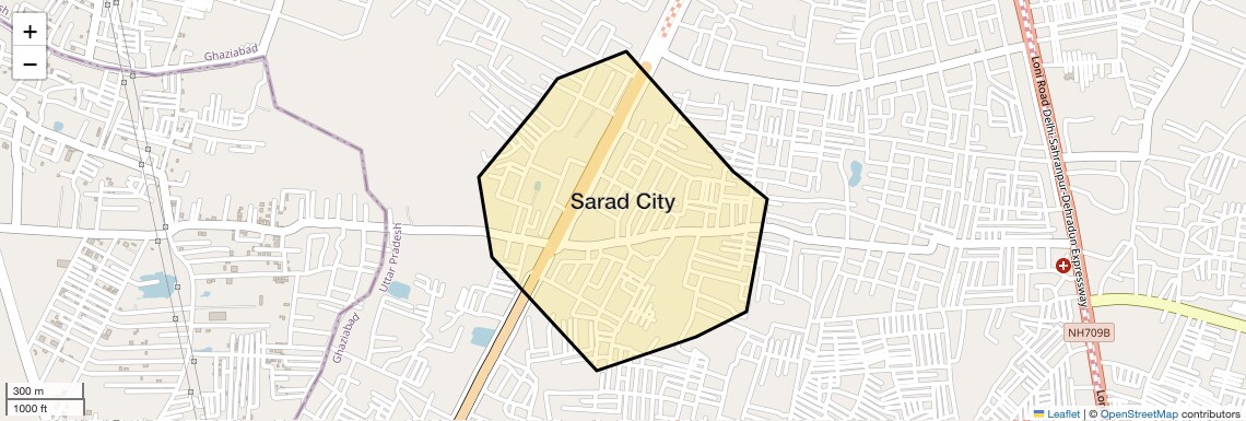 Location Map of Sarad City, Ghaziabad