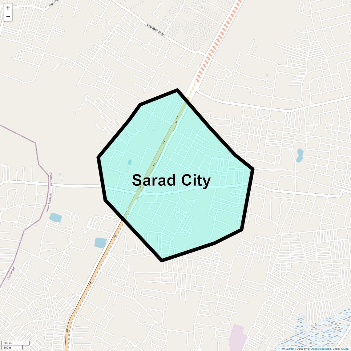 Location Map of Sarad City, Ghaziabad