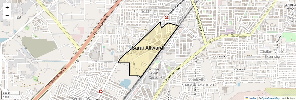 Location Map of Sarai Allwardi, Gurgaon