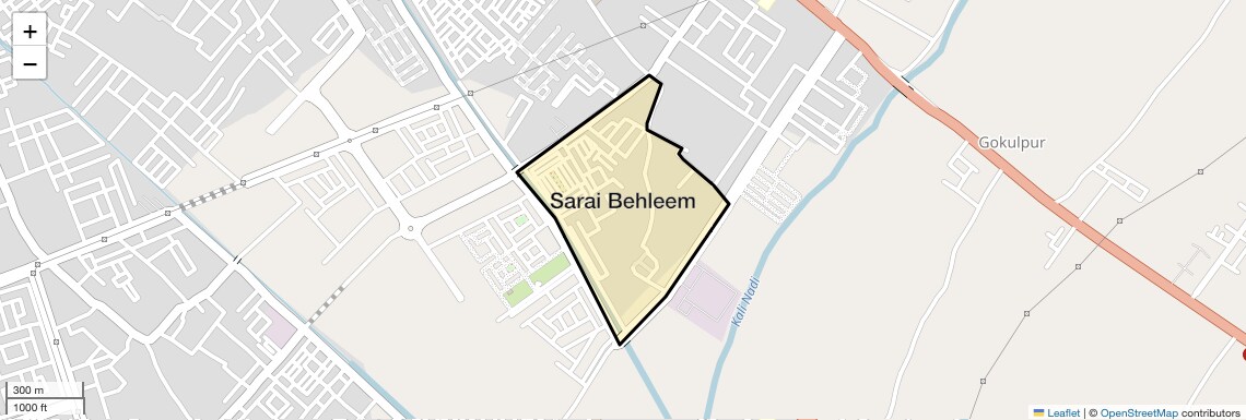 Location Map of Sarai Behleem, Meerut