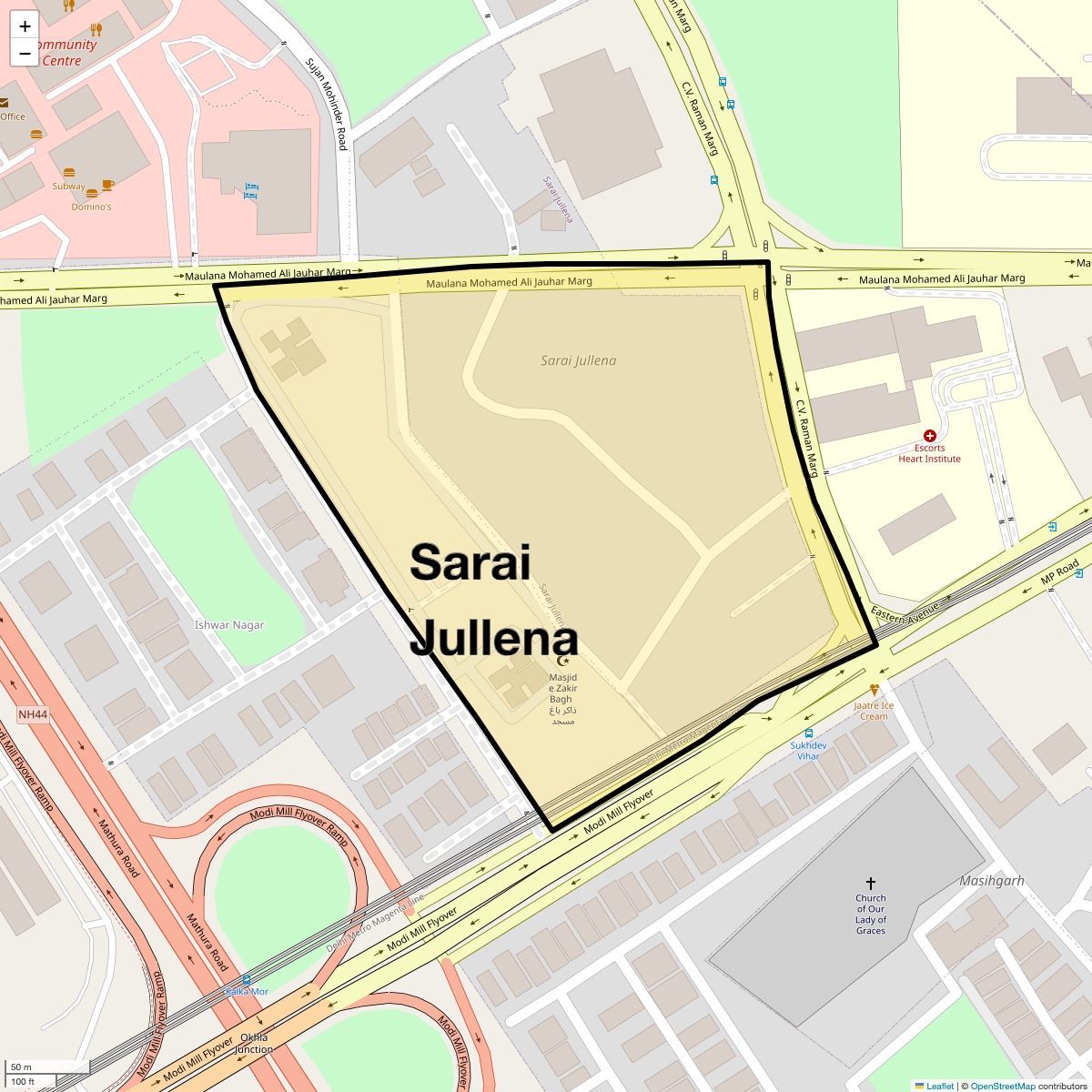 Location Map of Sarai Jullena, Delhi