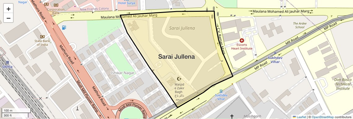Location Map of Sarai Jullena, Delhi