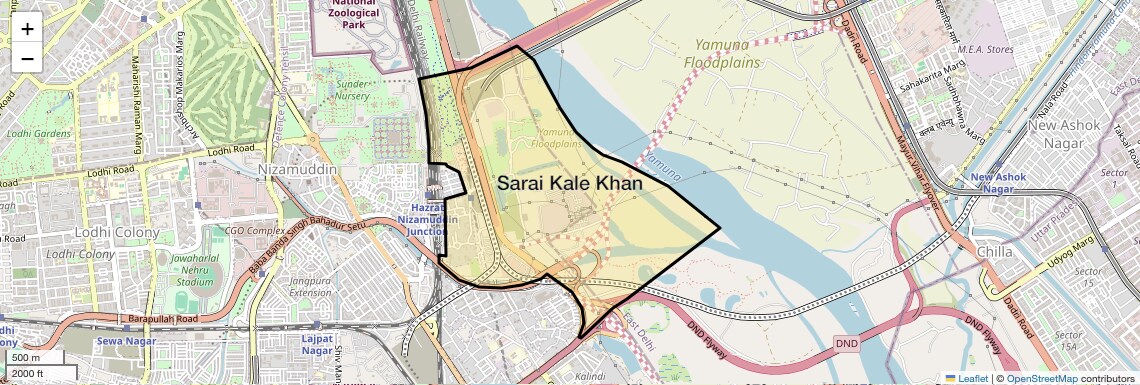 Location Map of Sarai Kale Khan, Delhi