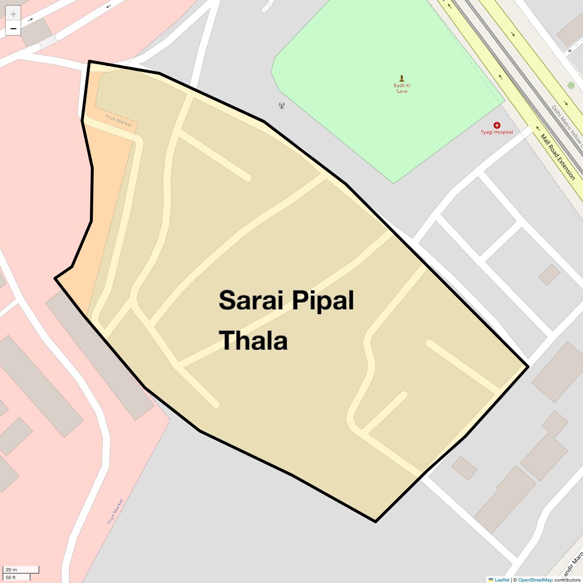 Location Map of Sarai Pipal Thala, Delhi