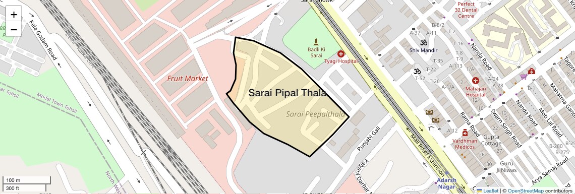 Location Map of Sarai Pipal Thala, Delhi