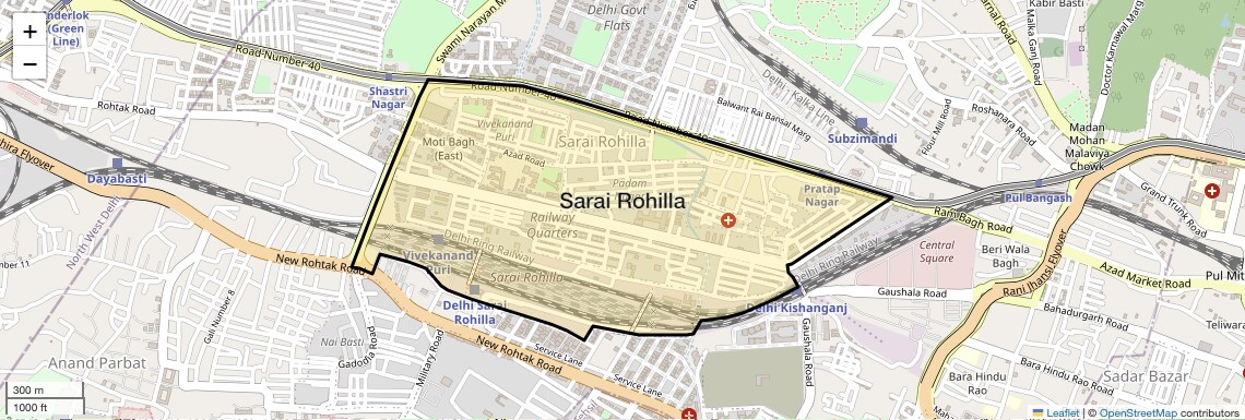 Location Map of Sarai Rohilla, Delhi