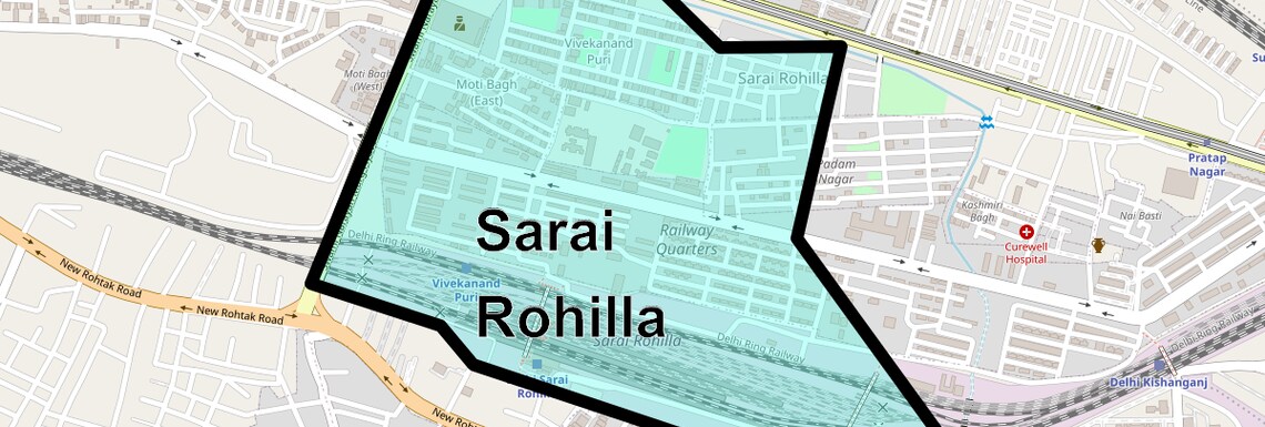 Location Map of Sarai Rohilla, Delhi