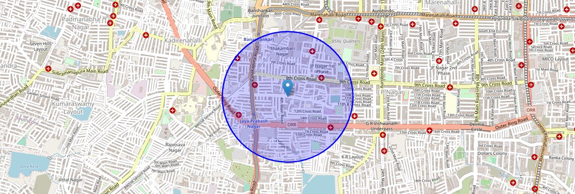 Location Map of Sarakki Main Road, Bangalore