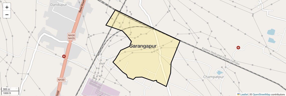 Location Map of Sarangapur, Allahabad