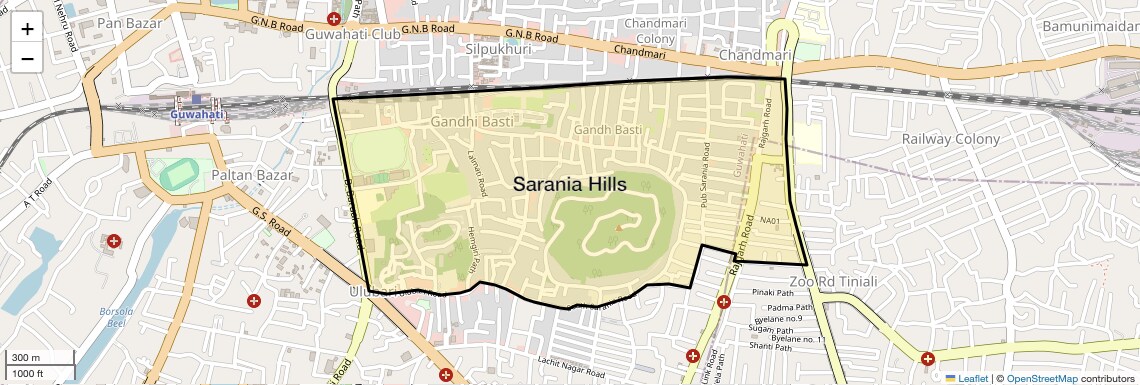 Location Map of Sarania Hills, Guwahati