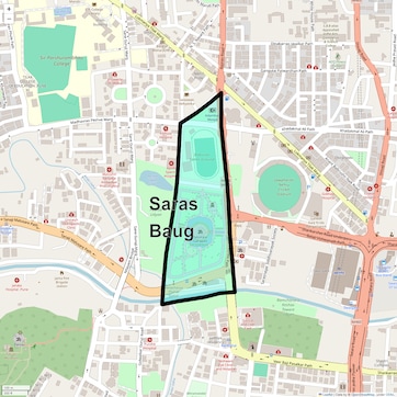 Location Map of Saras Baug, Pune