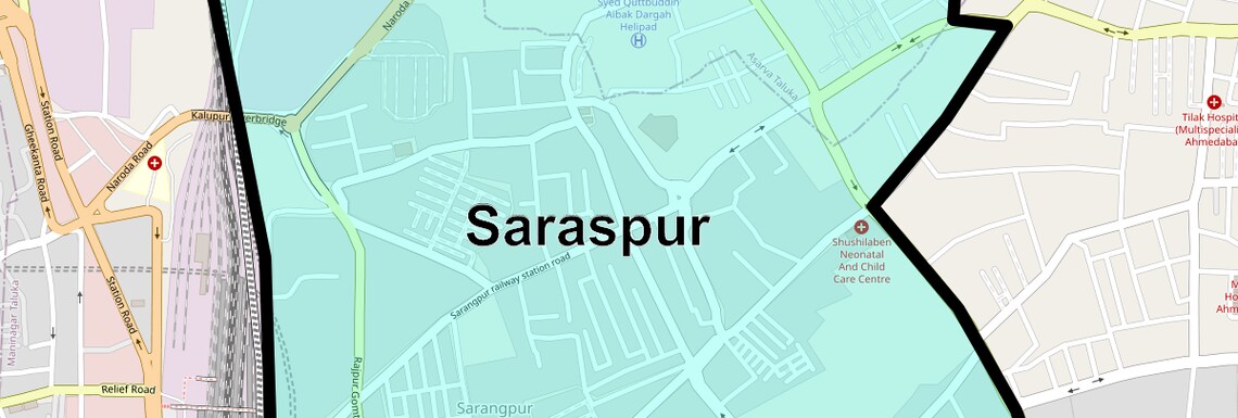 Location Map of Saraspur, Ahmedabad