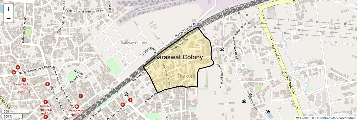 Location Map of Saraswat Colony, Thane