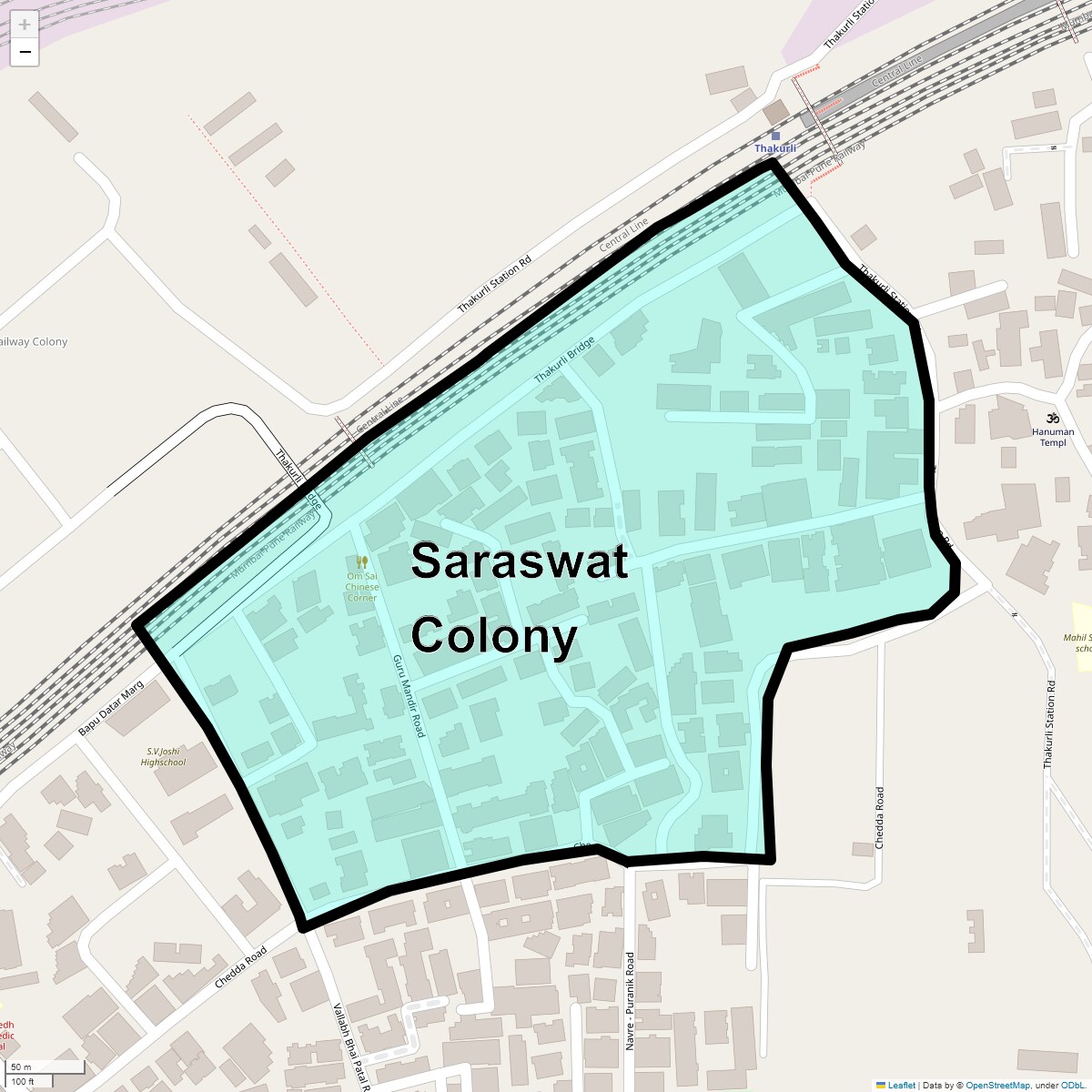 Location Map of Saraswat Colony, Thane