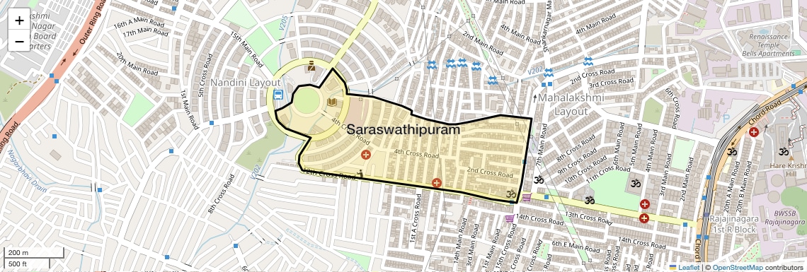 Location Map of Saraswathipuram, Bangalore