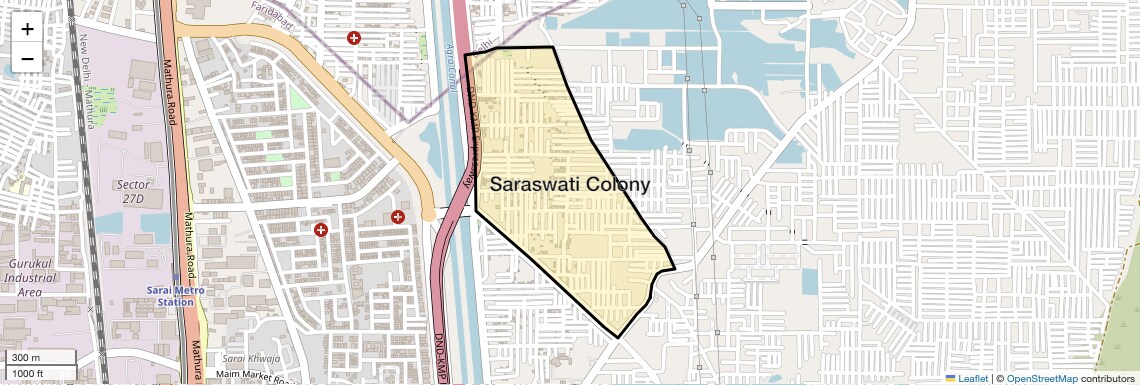 Location Map of Saraswati Colony, Faridabad
