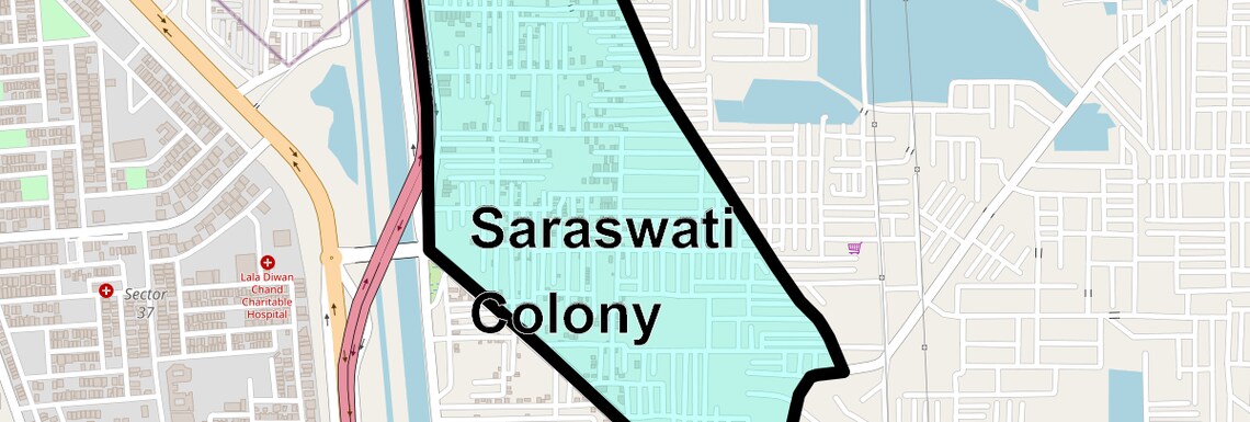 Location Map of Saraswati Colony, Faridabad