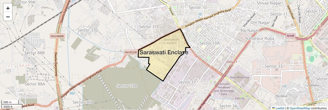 Location Map of Saraswati Enclave, Gurgaon