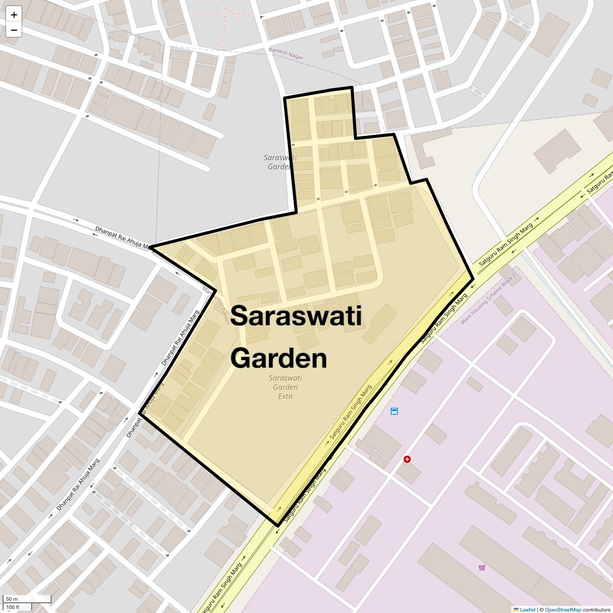 Location Map of Saraswati Garden, Delhi