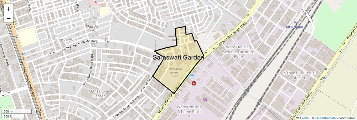 Location Map of Saraswati Garden, Delhi