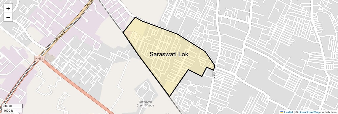 Location Map of Saraswati Lok, Meerut