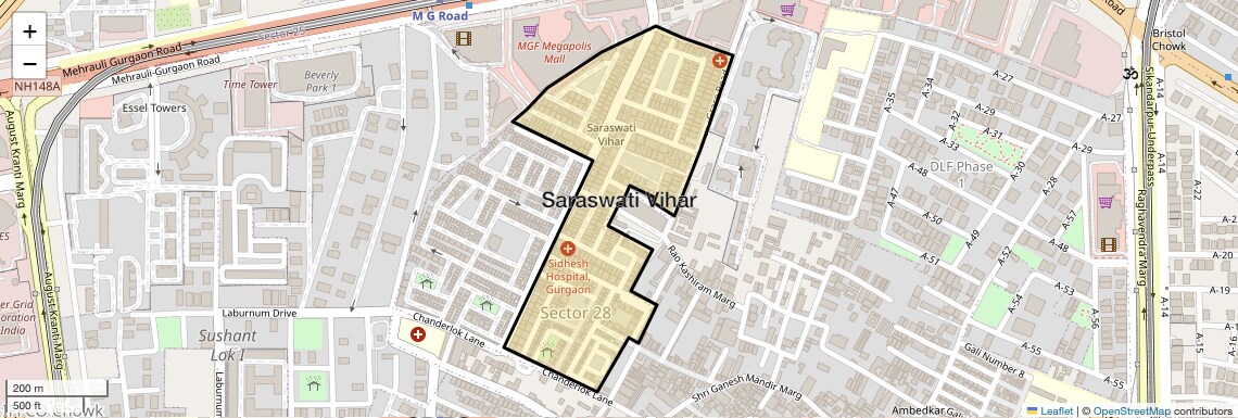 Location Map of Saraswati Vihar, Gurgaon