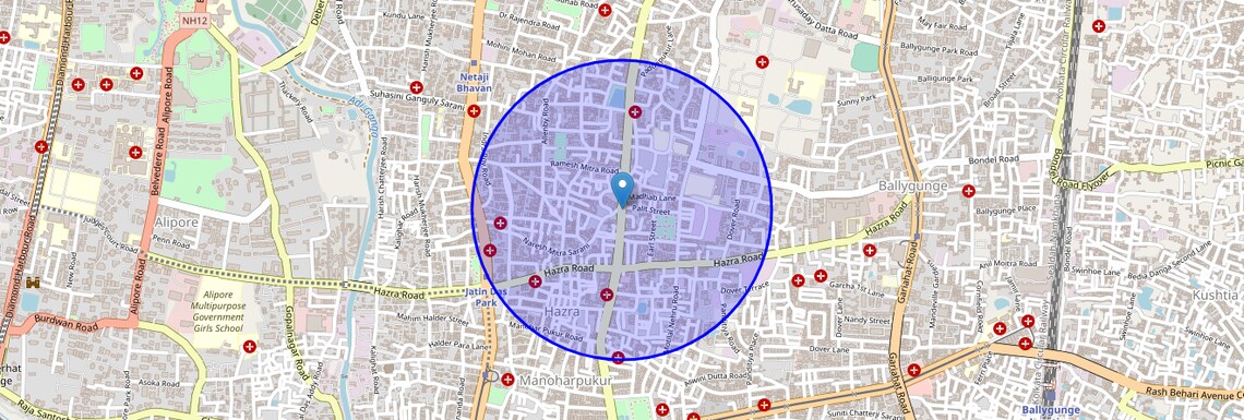 Location Map of Sarat Bose Road, Kolkata