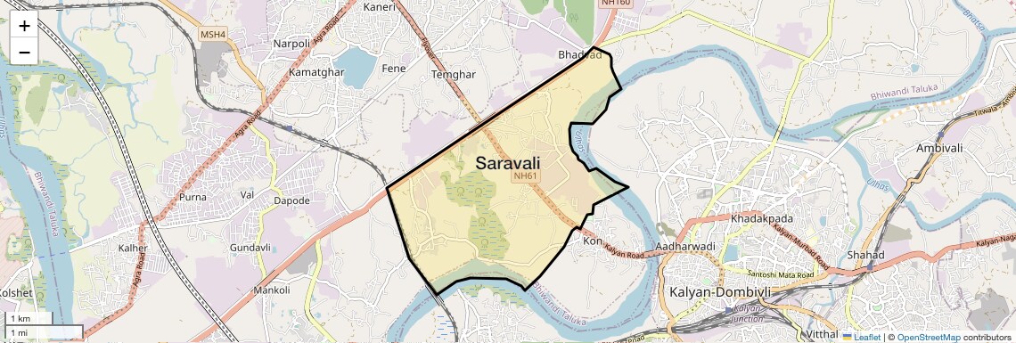 Location Map of Saravali, Thane