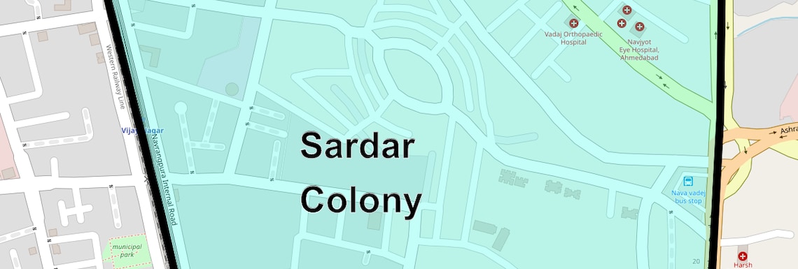 Location Map of Sardar Colony, Ahmedabad