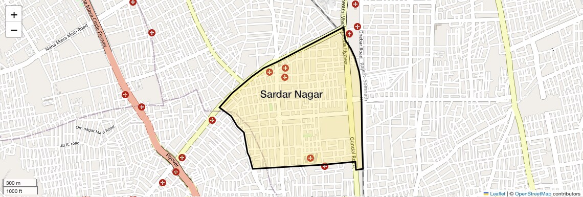 Location Map of Sardar Nagar, Rajkot