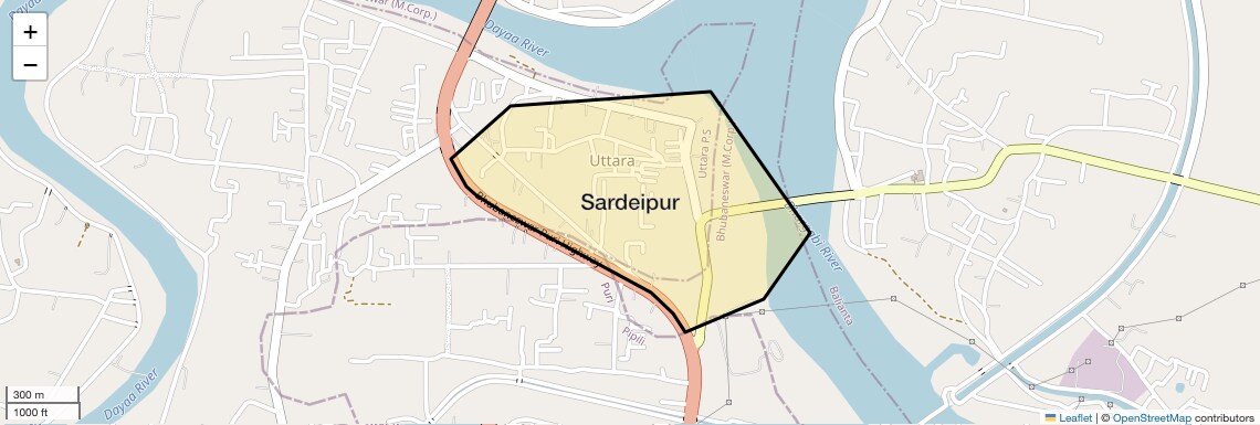 Location Map of Sardeipur, Bhubaneswar