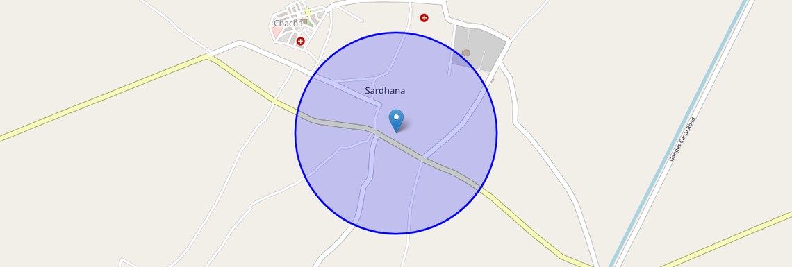 Location Map of Sardhana, Meerut