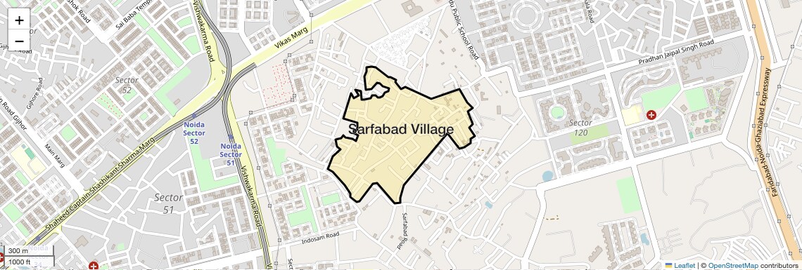 Location Map of Sarfabad Village, Noida