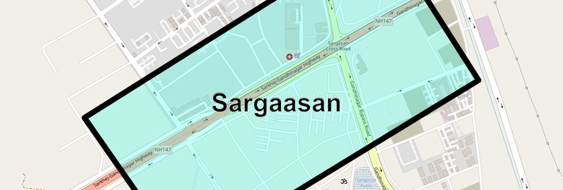 Location Map of Sargaasan, Ahmedabad